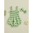 thumbnail image 2 of Biekopu Baby Girls Straps Romper Bodysuit and Headband Shamrock Print Sleeveless Jumpsuit Summer Ireland Festival Clothes, 2 of 9