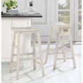 thumbnail image 4 of Tulsa 29" Solid Wood Saddle Stool 2-Pack in Off White Finish, 4 of 8