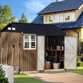 thumbnail image 2 of Outvue 10X8FT Outdoor Steel Storage Shed with Lockable Doors & Window, Ideal for Garden, Backyard, Patio Storage（Brown）, 2 of 7