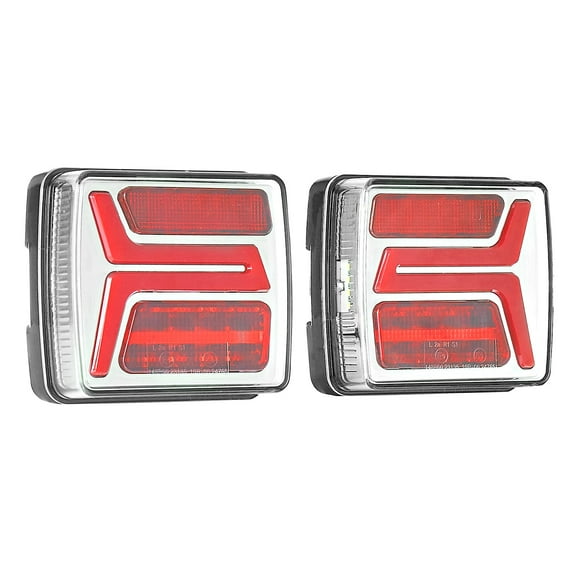 KFFKFF 12V Magnetic LED Trailer Tail Lights Kit, 2PCS Square Waterproof Tow Lights with Stop, Brake, Turn, and License Lamp, Includes Wiring Harness for Boat, Truck, Camper, RV, and Snowmobile