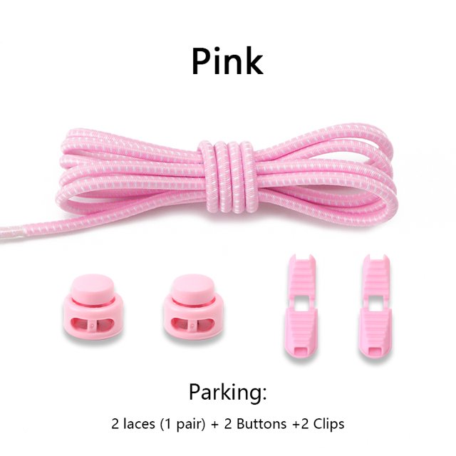 Lacets Ronds de Sport Sans Attaches, Dégagement Rapide, Verrouillage à Ressort Réglable, Lacets Élastiques, Accessoires de Chaussures pour Enfants et Adultes, Rose