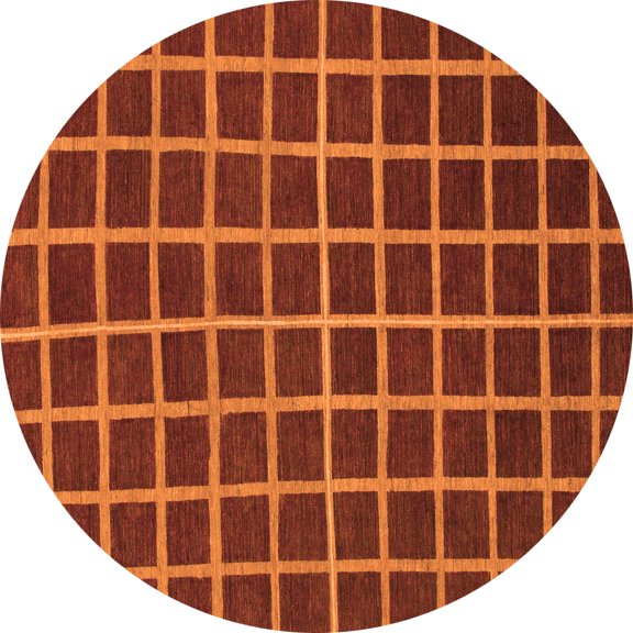 Ahgly Company Indoor Round Checkered Orange Modern Area Rugs, 3' Round
