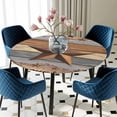 thumbnail image 5 of Elastic Fitted Round Tablecloth, Western Texas Star Vintage Waterproof Stretch Table Cover for 45"-54" Tables, Retro Farmhouse Gray Brown Wooden Washable Outdoor Tablecloths for Patio, Picnic, 5 of 9