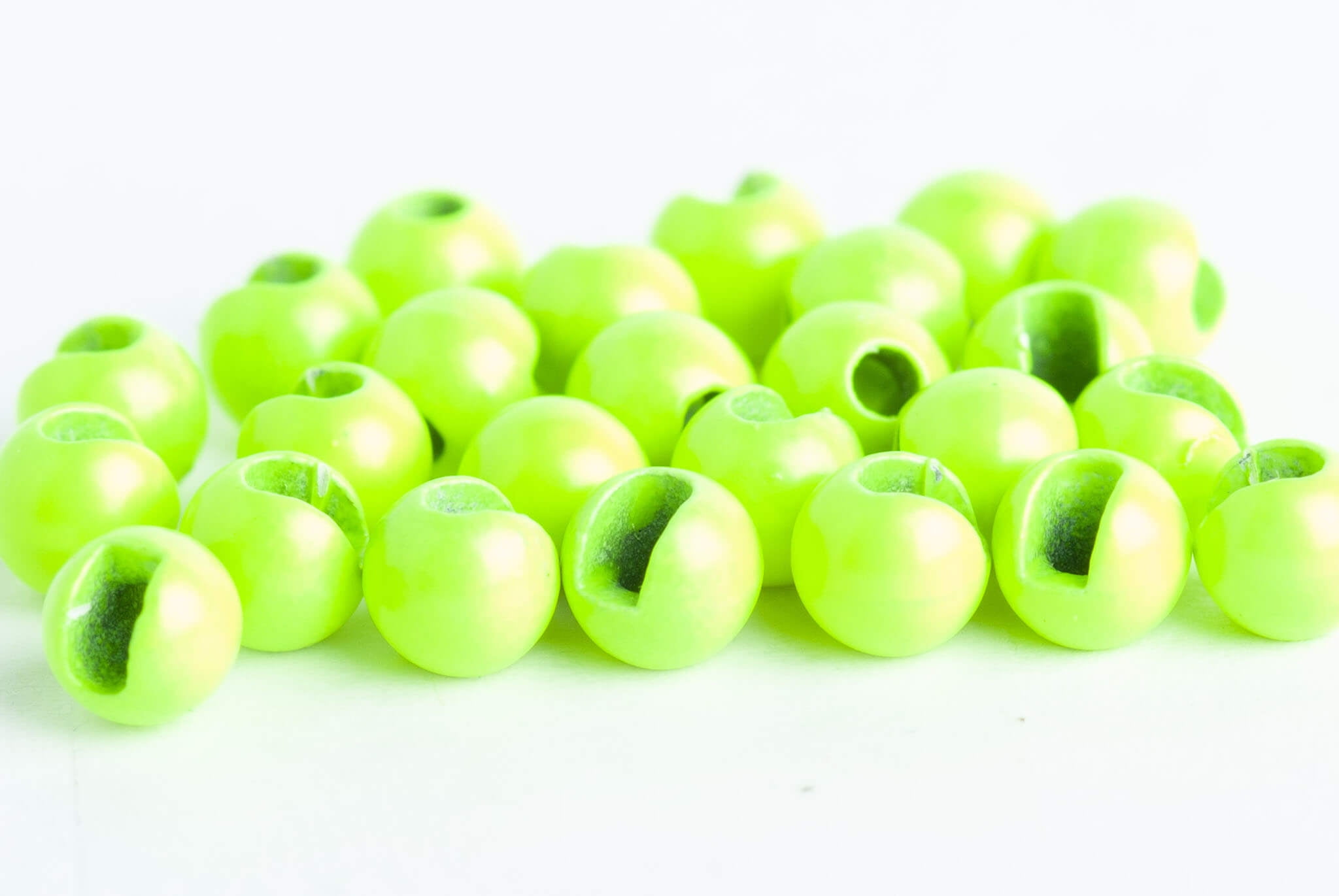 Slotted Tungsten Beads for Fly Tying 25 Pack (Chartreuse, 2.4 mm (3/
