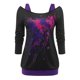 thumbnail image 1 of Talla grande recorte impreso 2 en 1 camiseta Rosegal Mangas largas de talla grande, 1 of 5