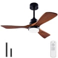 thumbnail image 1 of Ventilador de techo BOJUE de 42" con aspas de madera, luz LED y control remoto, 1 of 9
