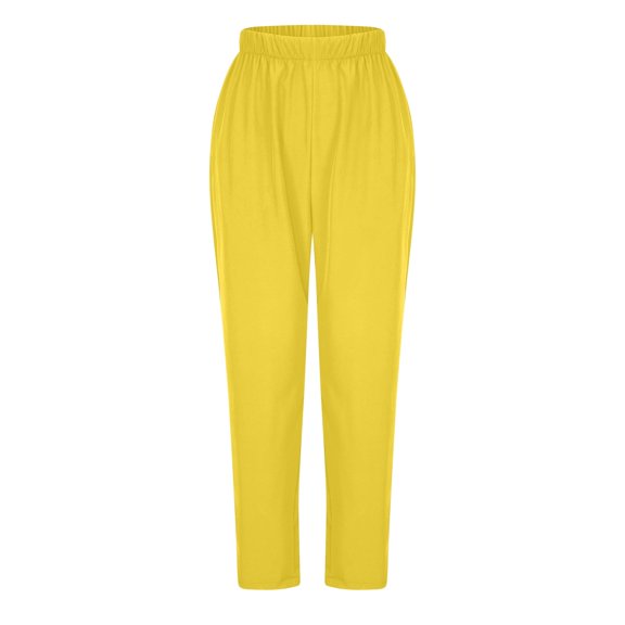 XuJwPNcy Pants for Women Casual Stretch Elastic Waist Plus Size Pants High Waisted Straight Leg Long Trousers