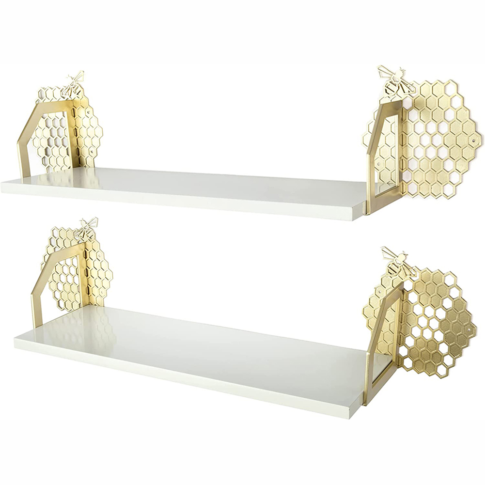 Gold floating shelves for wall decor Gold metallic wall art