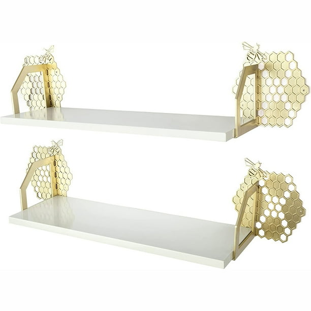 Gold floating shelves for wall decor Gold metallic wall art