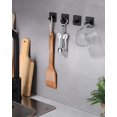 thumbnail image 2 of Ganchos para toallas autoadhesivos para montar en la pared, sin perforación, ganchos adhesivos de acero inoxidable, a prueba de óxido, resistentes al agua, gran capacidad de carga (paquete de 6) - Negro Rojo Verde Cocina, Decoración y Otros, 2 of 4