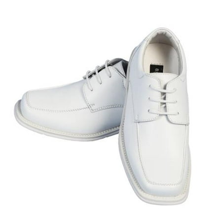 Boys Faux Leather - Angels Garment Little Boys White Lace Faux Leather Dress Shoes 12 Kids