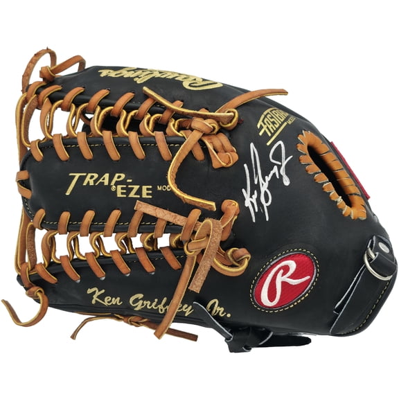Collectible Ken Griffey Jr. Autographed Black Rawlings Heart of the Hide Signature Model Baseball Fielding Glove Seattle Mariners Beckett BAS Witness Stock #262142