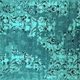 thumbnail image 1 of Ahgly Company Machine Washable Indoor Square Oriental Turquoise Blue Industrial Area Rugs, 5' Square, 1 of 4