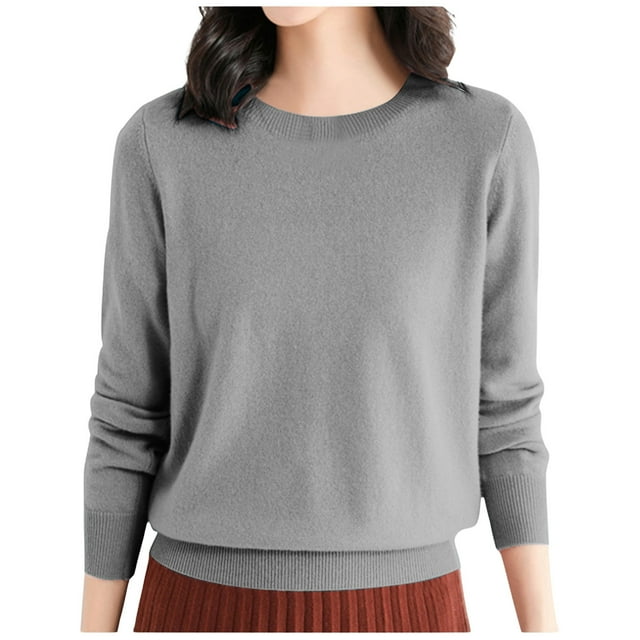 WEAIXIMIUNG Chandail Décontracté Ample en Tricot pour Femmes, Col Rond, Coupe Basse, Léger, pour Automne Hiver