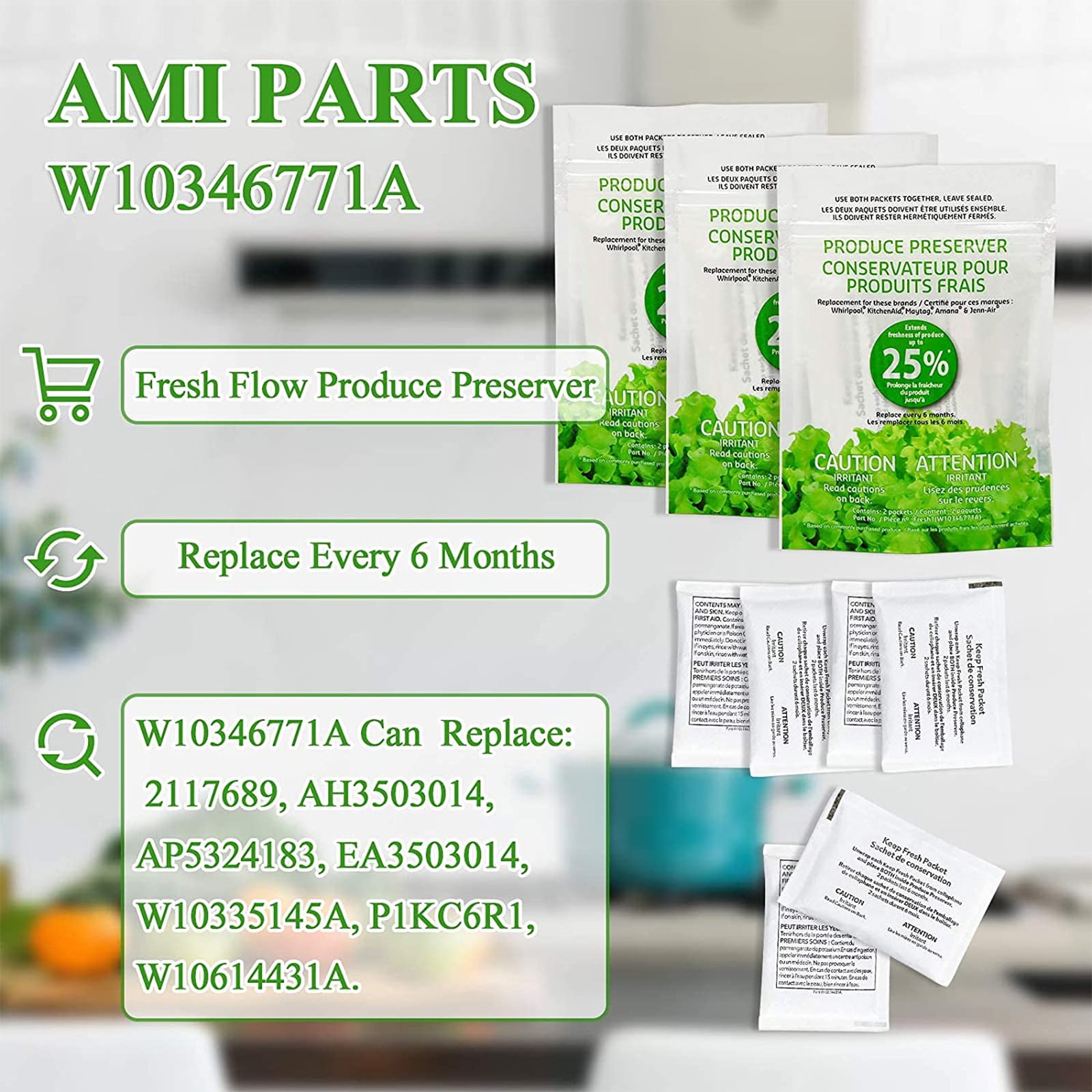 AMI PARTS W10346771A Fresh Flow Produce Preserver Replacement for Whirlpool Refrigerators 2117689
