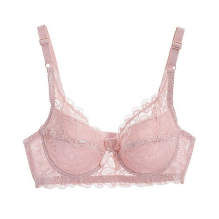 Lovzfmll Plus Size Comfortable Beathable Seamless Bra for Women Bras with Soft Sexy Oversized Thin Without Sponge Lingerie Lace Large Chest Appears Smaller Bra Ultra Pink L 85C