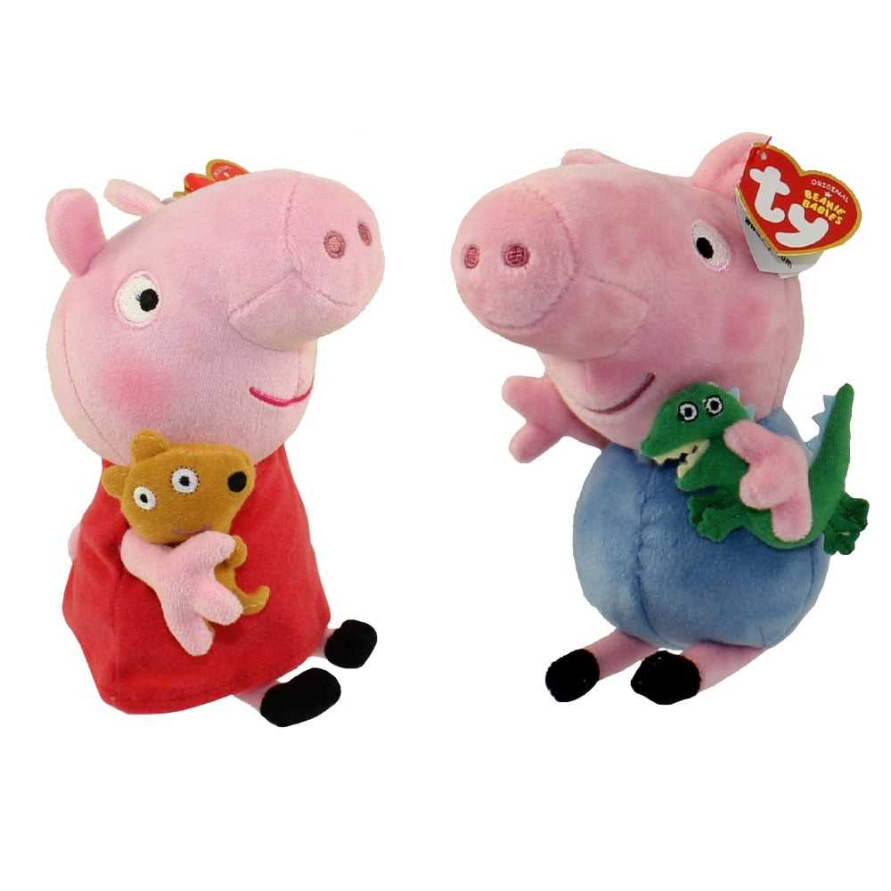Set of 4 TY 6" Beanie Baby PEPPA GEORGE BALLERINA & PRINCESS Pig Plush Toy MWMTs 
