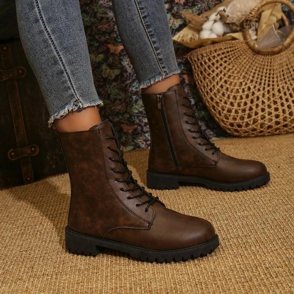 Amzcrzy Ankle Boots for Women Women's Middle Heel Boot Ankle Boot Comfortable Casual Shoes Womens Booties Women's Boots Booties for Women Boots for Women Womens Boots Womens Fashion