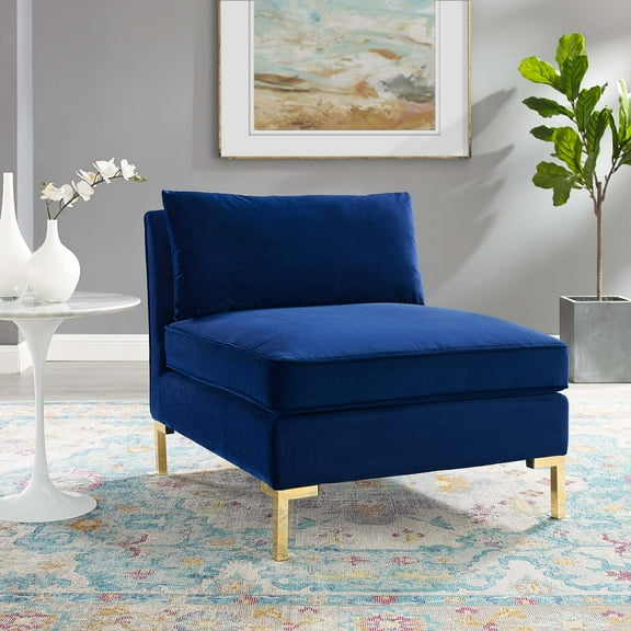 Modway Ardent Performance Velvet Armless Chair in Navy