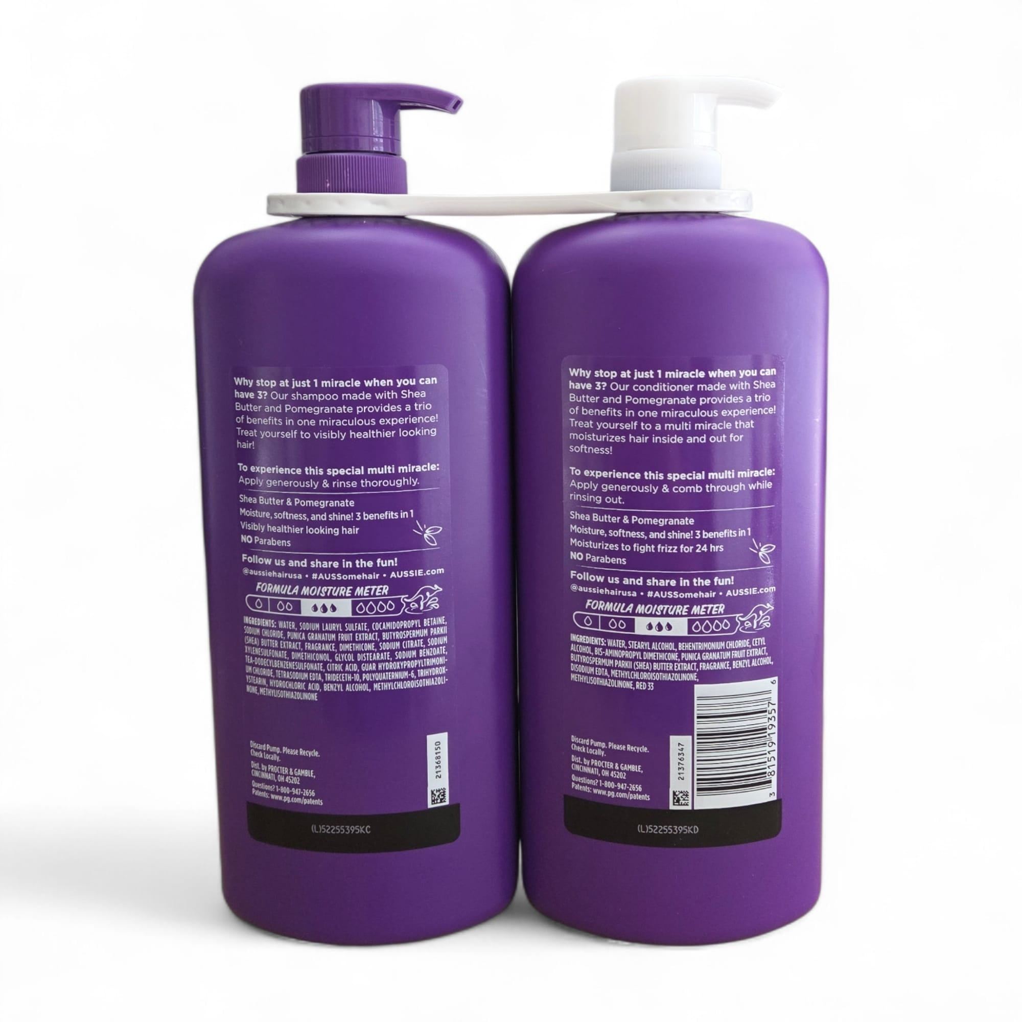 Aussie Multi Miracle Shampoo & Conditioner Set, Pomegranate & Shea Butter, 39.9 fl oz Each