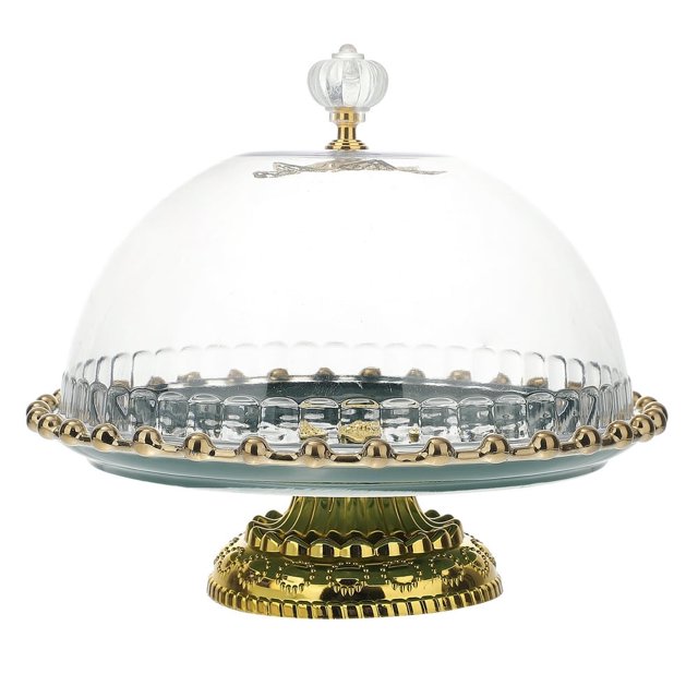 Cake Stand Tray Glass Ceramic Dome Display Crystal Stands Wedding Tall Dessert Snack Goods Lid Round Inch 8 Cover Plate