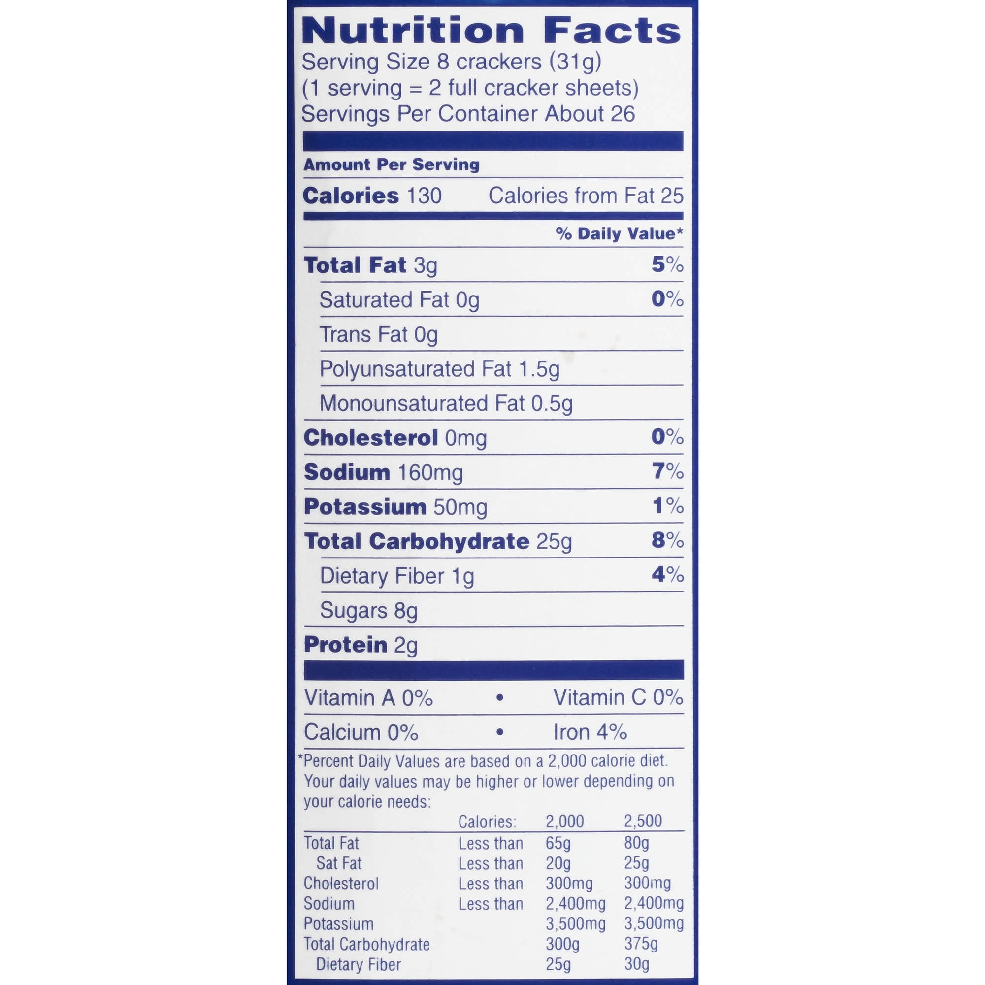 honey graham crackers nutrition facts