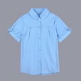 thumbnail image 5 of TOWED22 Girls Short Sleeve Button Down Shirts Kids School Uniform Dress Shirt Summer Blouse(Blue,15-16 Y), 5 of 5