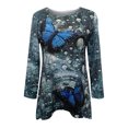 thumbnail image 5 of Fall Clothes For Women 2022 Crewneck Long Sleeve Shirt Floral Print Tunic Top Irregular Hem Full Sleeve Long ShirtsPollover Sweater Shirts Loose Casual Tops Blouse, 5 of 6
