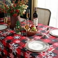 thumbnail image 3 of Christmas Tablecloth Rectangle, Plaid Table Cloth with Snowflake Decorations, Heavy Weight & Spillproof Table Cover for Dining, Party & Holidays (Snow Patterns, Square, 52" x 52"), 3 of 6