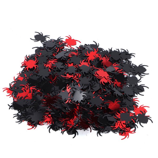 Confeti de fiesta de Halloween Confeti decorativo navideño de PVC de 60 g (araña negra + araña roja)