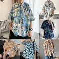 thumbnail image 3 of Mens Summer Shirt Patch Pocket Quick Drying Hawaiian Floral Leaves Print Tops, 3 of 7