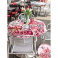 thumbnail image 4 of Outdoor Tablecloth with Umbrella Hole and Zipper, Valentine's Day Round Table Cloth 60 Inch Waterproof Tablecloth, Gnomes Love Roses Romantic Pink Plaid Picnic Table Cover for Patio Camping, 4 of 7