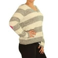 thumbnail image 2 of P.J. Salvage Womens Striped Pullover Sweater, Off-White, Small, 2 of 5