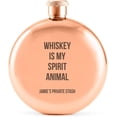 thumbnail image 1 of Weddingstar Customizable Rose Gold Stainless Steel Round Hip Flask \u2013 Spirit Animal Engraving, 1 of 4