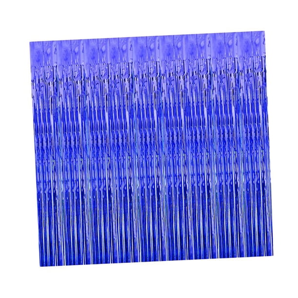 Cortina de flecos de aluminio, telón de fondo metálico para fotomatón, cortinas de puerta de oropel para bodas, cumpleaños, despedidas de soltera, bab Azul Yotijar Cortinas de papel de oropel