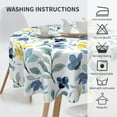 thumbnail image 3 of Watercolor Blue Yellow Floral Tablecloth Round 60 Inch Spring Rustic Sage Green Leaf Flower Decorative Table Cloth with Wrinkle Resistant for Home Kitchen Dining Table Outdoor Party Picnic, 3 of 6