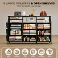 thumbnail image 6 of S-HOME Multi-Functional 55 Inch Dresser with 9 Fabric Drawers and 2 Open Shelves for Organized Storage in Any Room, Black, 6 of 9