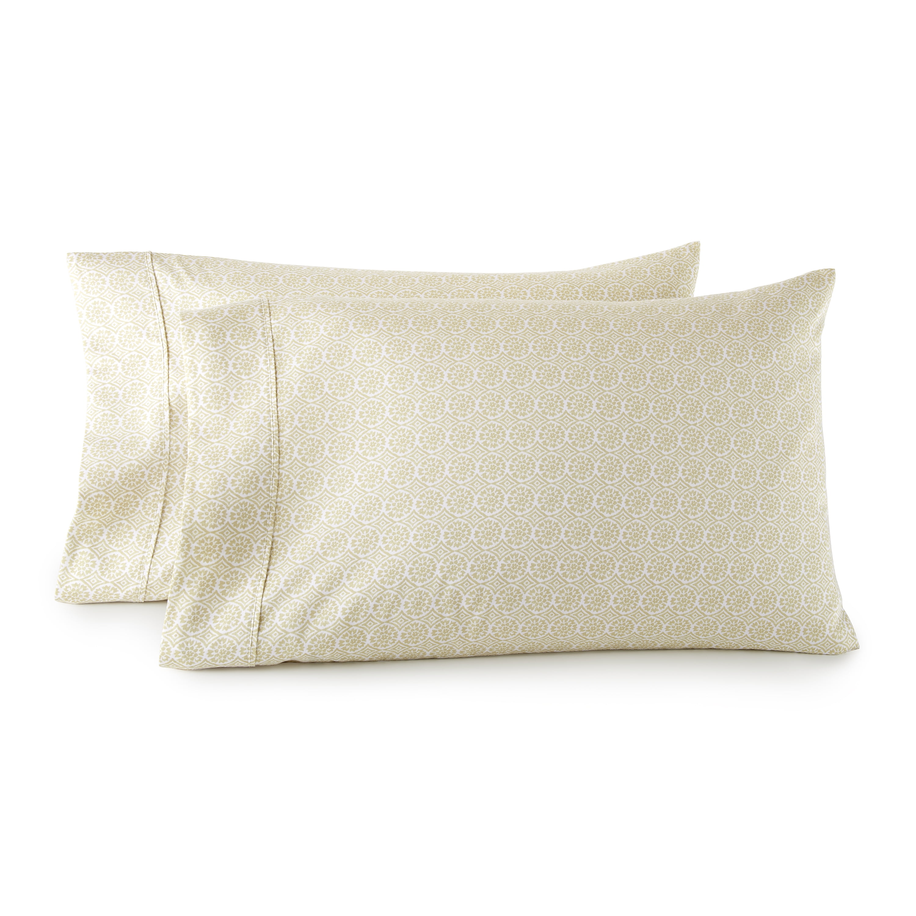 Better Homes & Gardens 2-Piece King Pillowcase Set, 300 Thread Count Cotton Sateen, Suzani Almond Biscuit