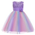 thumbnail image 4 of POINTERTECK Robe Formelle pour Filles, Sequins Fleuris, Col Rond, Sans Manches, Robe de Princesse Bleue 9-10 Ans, 4 of 10