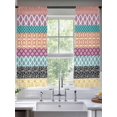 thumbnail image 2 of Geometric Bohemia Sheer Curtains 72 inches Long 2 Panels Set Stripes and Yellow Tiers Sheers Rod Pocket Small Window Short Curtains for Kitchen Cafe, Each 52" W x 72" L, 2 of 7