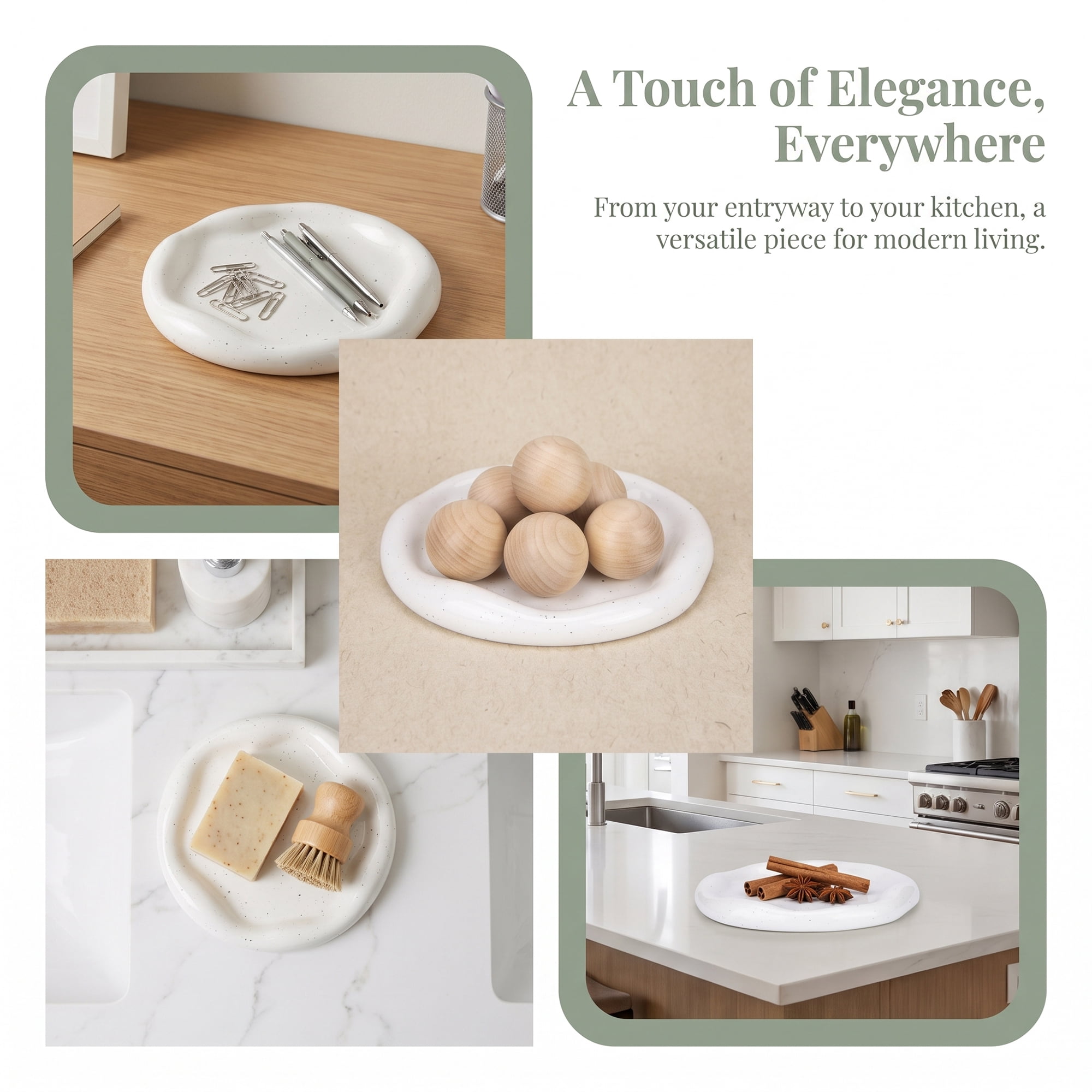 Unique Bargains Modern Ink Wash Ceramic Irregular Long Catch-all Tray White 7.5" x 7.5" x 0.8"