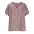 thumbnail image 5 of Maoxin Trendy Tops for Women 2025 Womens Plus Size Summer Casual Neck Hollow Tee Shirts Leaf Sleeve Fashion Loose Blouse spring tops for women Pink 4XL, 5 of 7