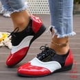 thumbnail image 2 of Xucatan Women's Color Block Lace up Oxford Shoes with Patent Leather, Brogue Detail Lightweight Platform Sneakers, Comfortable Height Enhancing Casual Shoes for Spring Summer Walking Gift, 2 of 9