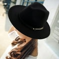 thumbnail image 5 of Women Wide Brim Felt Fedora Hat black, 5 of 9