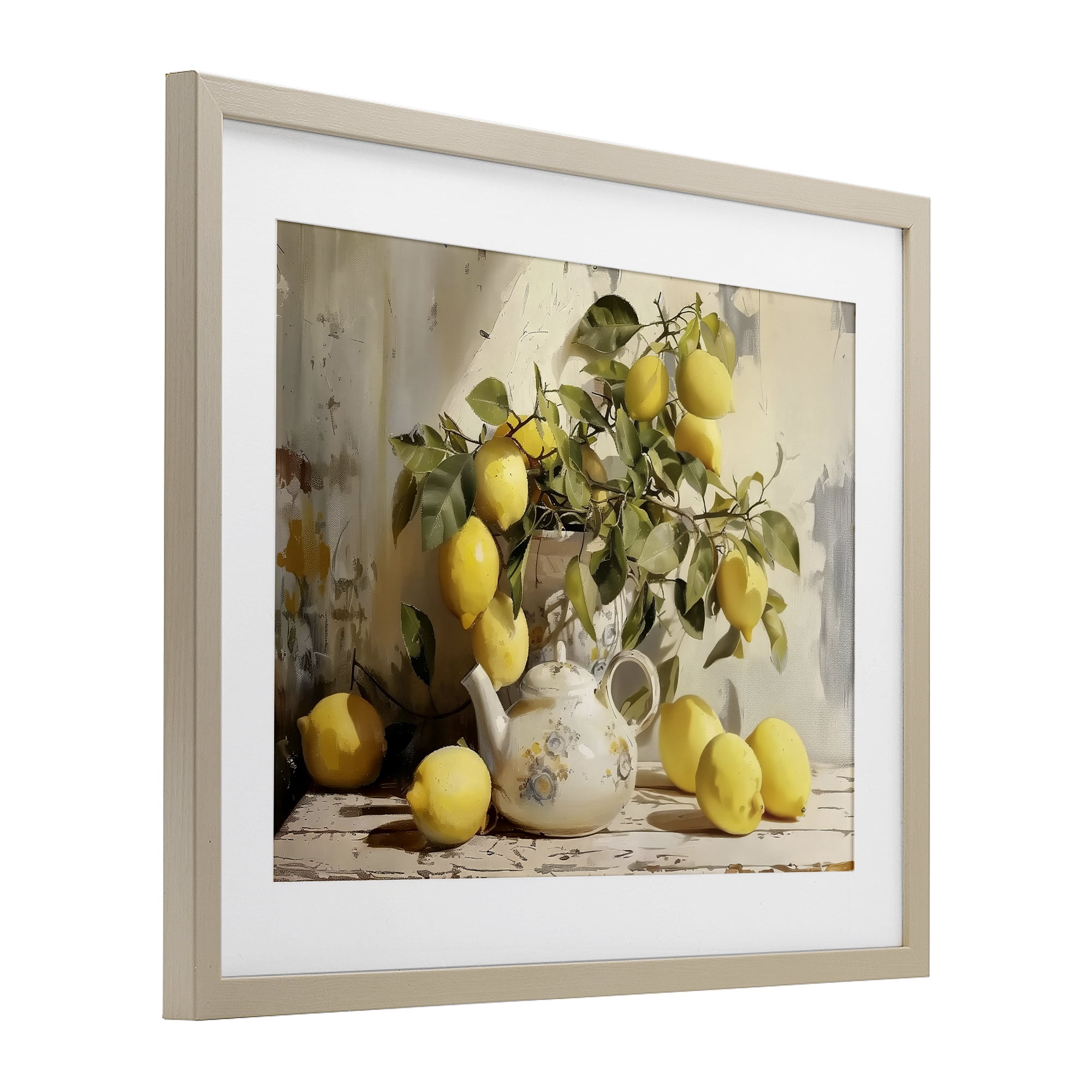 Stupell Industries Lemon Still Life with Teapot Birch Framed Print Under Glass, design by LSR Design Studio