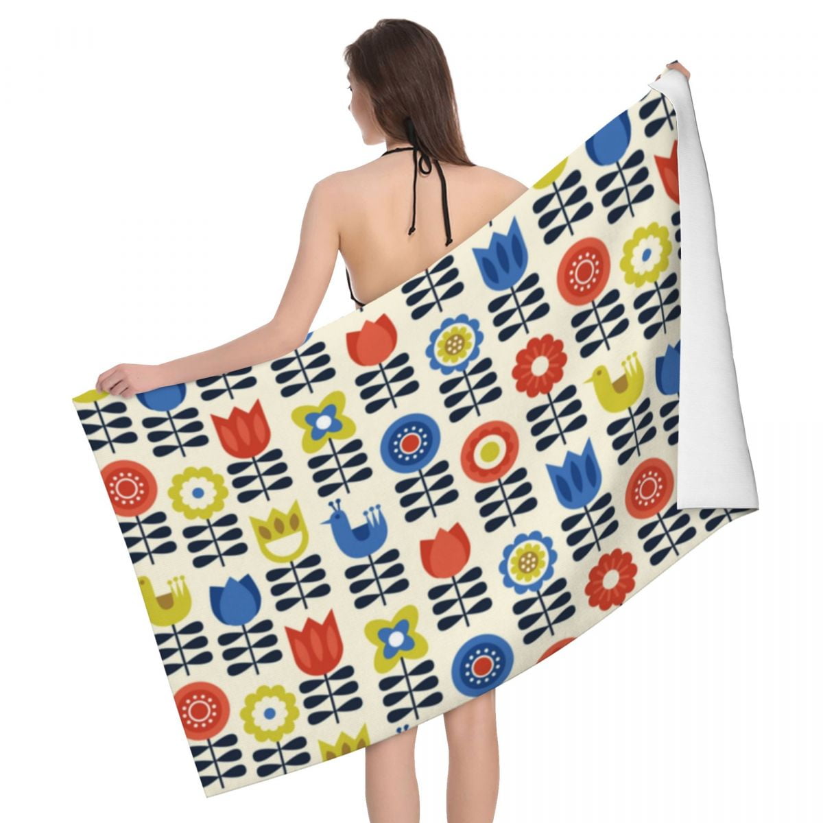 Kiely Steam Red Abstract Bath Beach Towel Microfiber Orla Geometric Mid