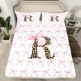 thumbnail image 2 of Castle Fairy Kids Children Teens Personalized Initial Alphabet R 4pcs Bed Sheets,Dreamy Princess Bowknot King Sheets,Cheetah Leopard Print Super Cozy Sheet Set,Luxury Bedroom Decor, 2 of 7