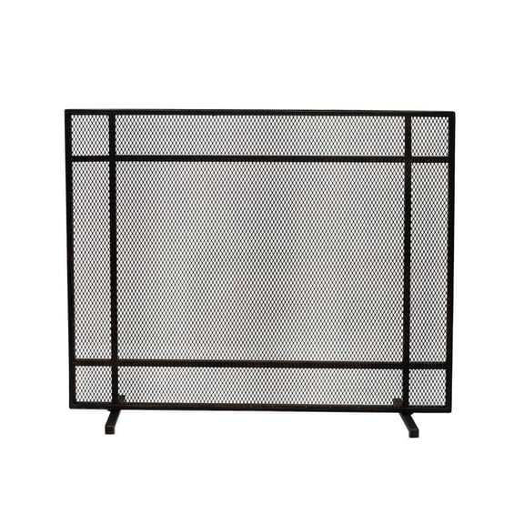 Cabarrus Modern Black Brushed Gold Single Panel Iron Fire Screen