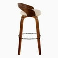 thumbnail image 5 of LumiSource Walnut Wood, Chrome Metal, Cream PU Grotto 30" Fixed-Height Barstool - Set of 2, 5 of 6