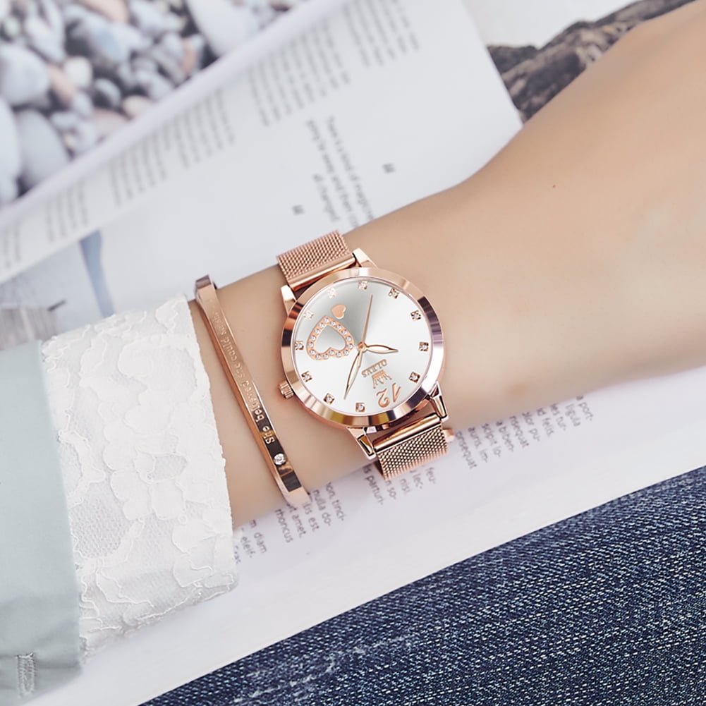 OLEVS Rose Gold Watches for Women Fashion Dress Elegant Luxury Womens Watches Japanese Analog Quartz Diamond Waterproof Luminous Ladies Watches Bracelet Gifts Set Reloj para Mujer